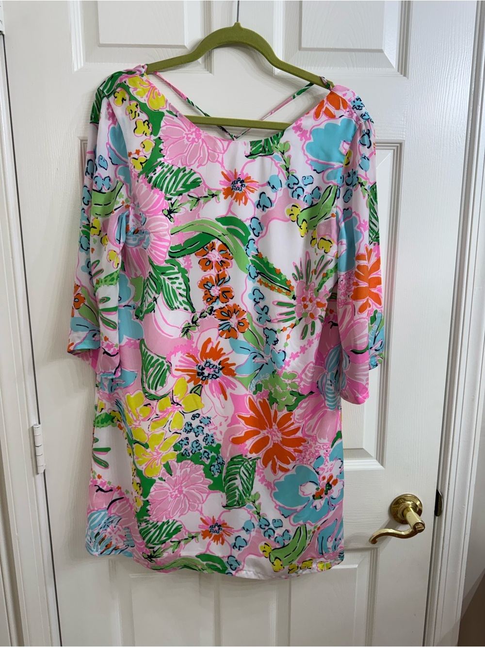 Floral Pink Multicolor Women's Shift Dress Size M